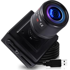 ELP Sony IMX323 Sensor Low Light Mini USB Camera with Microphone Manual Zoom 2.8-12mm Lens H.264 0.01LUX UVC USB2.0 Video Webcam Home Surveillance PC Camera for Laptop, Computer, Raspberry Pi
