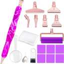 Praise V Do Ergonomic Diamond Painting Art Drill Bead Dot Pen Kit with Screw Steel Silver Metal Tip Nibs Placers Roller Tool Accessories for 5D Diamond Paint Purple