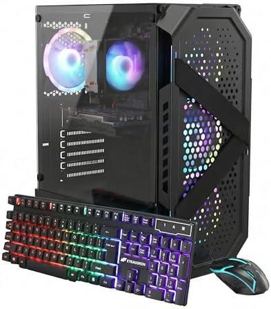STGAubron Gaming PC Desktop,R5 5500,RX 6500 4G,16G DDR4,512G SSD | Gaming Computer Tower for Streaming,Video Editing,Home,School,R5 up to 4.2GHz,ARGB Fan,WiFi 6,BT 5.2,4K DP,HDMI,Win11 Home