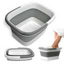 Mantello Collapsible Foot Bath Foot Soaking Tub | Portable Foot Spa Pedicure Bowl | Large Basin to Soak & Wash Feet | Folding Bucket with Carry Handle | White & Grey, Blue, Green [Gray]