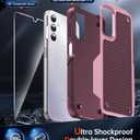 LeYi for Samsung Galaxy A14-5G Phone Case: Samsung A14 5G Case with Glass Screen Protector, Dual Layer Heavy Duty Shockproof Cell Case Cover Funfa para Android Mobile A 14 5G Telephone, Red Pink