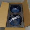 vicrays Ceramic Salad Bowls Set for Kitchen, Serving - 32 Ounce Soup Bowls, Pasta Bowls, Chip Resistant, Dishwasher Microwave Safe, Large, Fluted, stoneware, Set of 6 (Blue)