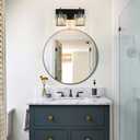 Black Crystal Bathroom Vanity Lights, Modern 2-Lights Bathroom Lighting Fixtures Over Mirror, Crystal Wall Lighting with Round Shade