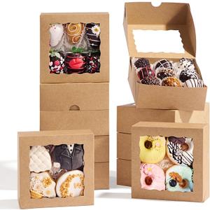 50 Pcs 5x5x2 Inch Cookies Boxes with Window Pastry Bakery Boxes Donut Boxes Soap Truffle Box Browine Cake Box Chocolate Covered Strawberries Box for Valentine's