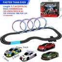 AGM MASTECH 18.7ft Slot Car Race Track Set,4 Official Licensed Light-Up Cars, Steering Wheel&Paw Controllers, Adjustable Speed, 4 Flashing Loop Tracks, Dual Power Modes, for Kids 8+, Family Racing Fun