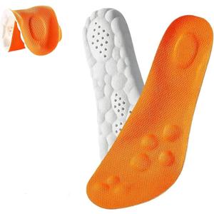 2 x 4D Cloud Insoles for Men & Women,Memory Foam Cloud Insoles with Arch Support,2026 New Comfortable and Breathable Massage Shoe Inserts,Trim to Fit All Shoe Types Orange 49-50