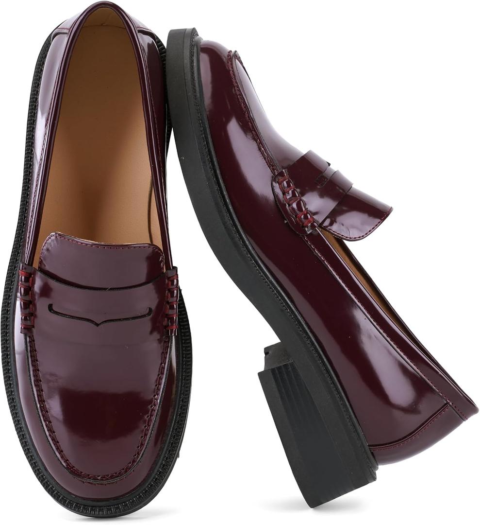 JilTrdWei Loafers for Women Classic Penny Loafers Slip On Flat Shoes, Comfortable Casual Dress Shoes for Work Office Travel Everyday Walking-LB-7.5