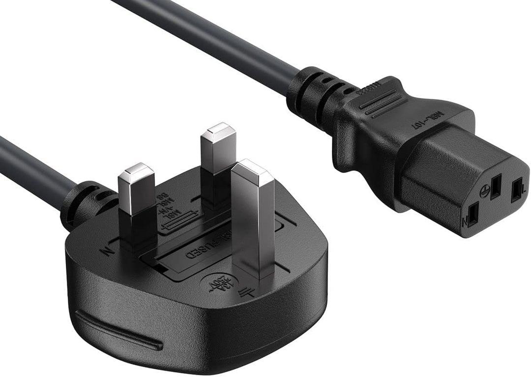 England UK Power Cord, 3 Pin Connector for Computers, TVs, Monitors, & More (IEC-320-C13 to UK Plug BS1363) (UK England)