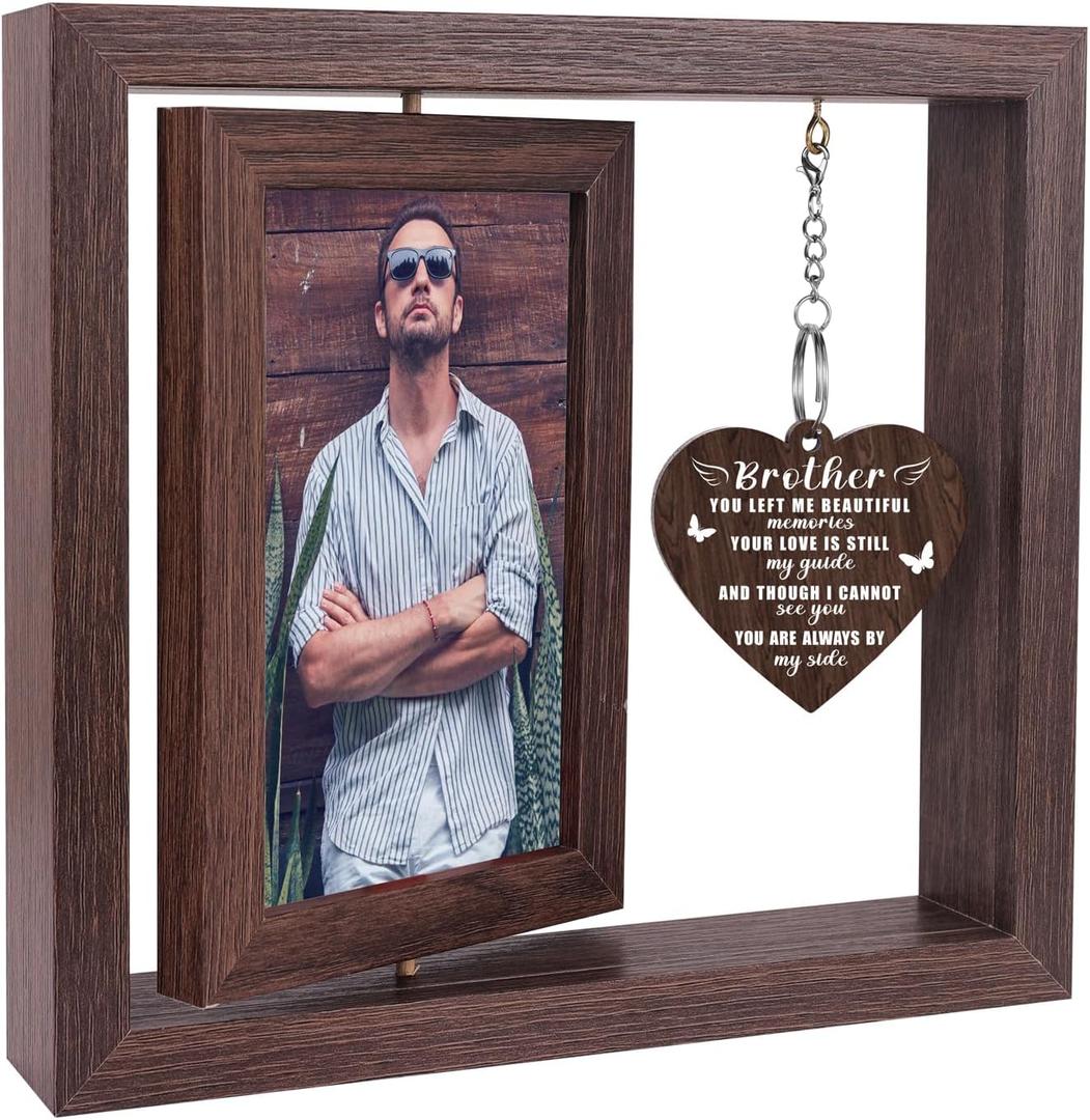 Memorial Gifts for Loss of Brother, Sympathy Gift for Loss of Brothers Memorial Picture Frame, In Memory of Brother Grief Remembrance Bereavement Sentimental Gifts, Display Two 4x6 Photos