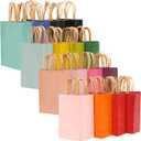 qiqee Medium Size Paper Gift Bags With Handles 10.6"x8.3"x4.3" 16 Solid Colors Party Favor Bags16-Packs