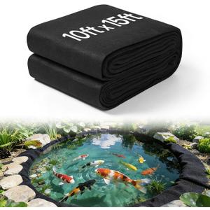 10 X 15ft Heavy Duty Pond Liner Underlayment, 200g Non Woven Geotextile Fabric Pond Liners for Outdoor Ponds for Koi/Duck/Fish Pond Underlayment Fabric for Garden Waterfall, French Drain