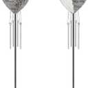 bocola Resin Heart Wind Chime with Rose & Angel Wings Engravings - Memorial Plaques for Garden Cemetery Grave Decoration-Sympathy Gifts for Loss of Loved One