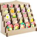 Sticker Display Stand with Curved Pockets for Big 4'' Stickers- Brochure Holder with Customizable Space - On the Go Display Stands for Vendor Events - Ideal for Small Business Vendors (Natural, Large)