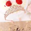 Semato 90th Birthday Decorations for Women- Birthday Crown and Sash Glitter Kit Gifts for Women Party Supplies and Favors (90th)