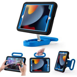 Kids Case for iPad 7th/8th/9th Gen 10.2 inch,Adjustable Portrait/Landscape Stand/Drop Proof with Handle/Kickstand,Child Friendly Protective Cover for iPad 10.2 2021/2020/2019 (BlackBlue)