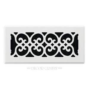 Decor Grates FS410-WH Scroll Design Floor Register,4x10, White