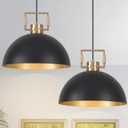 Matte Black Farmhouse Pendant Light 2 Pack Adjustable Height Vintage Hanging Industrial Ceiling Lights Fixture for Kitchen Island Hallway Dining Room Dome Chandelier Modern Pendant Lighting 12''