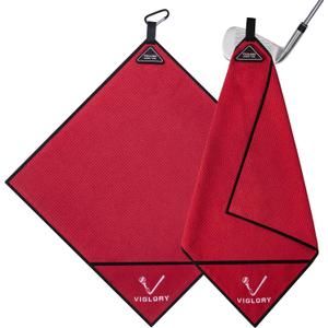 Magnetic Golf Towel for Bag 18" x 18" with Clip Exclusive Cleaning Pocket Microfiber Waffle Ultra Absorbent Club Ball Cleaner Essential Golf Accessories and Gifts for Men Women,(Red 1 Pack)