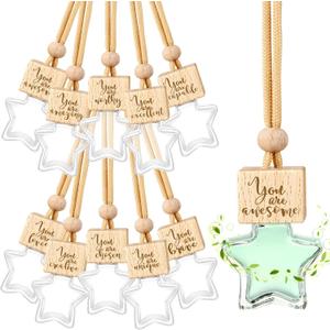 Teenyyou 30 Pcs Star Shaped Car Fragrance Diffuser Bottle Bulk - Appreciation Gifts Set Hanging Glass Diffusers with Inspirational Message for Coworker Teacher Staff Thank You Gift (You are)