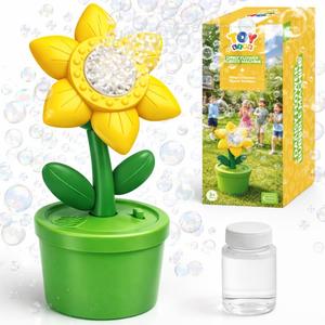 TOY Life Daisy Bubble Machine with LED Lights and Music, Automatic Bubble Maker for Indoor Outdoor Birthday Parties, Easter, Wedding, Portable Battery Operated Bubbles Blower Gift for Girls Boys