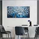 SSNEEKNDG Blue Tree of Life Wall Art for Bedroom White Flower Tree Large Artwork for Living Room Office Kitchen Modern Aesthetic Pictures Canvas Prints 24"x48"