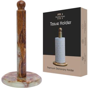 Marble Kitchen Paper Towel Rack Holder Handmade Paper Roll Holder with Stand Non-Slip - Wrapping Paper Holder for Kitchen Countertop, Cabinet & Bathrooms - Hand Towel Rack Standup Holder (Onyx Green)