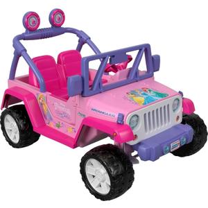 Power Wheels Disney Princess Jeep Wrangler Ride-On Battery Powered Vehicle with Sounds & Phrases for Preschool Kids Ages 3+ Years​