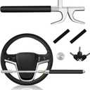 Steering Wheel Lock,Universal Retractable Car Steering Wheel Lock,Vehicle with Adjustable Anti-Theft Protection with Bonus Safety Hammer - Suitable All Cars, Gifts. (Black)