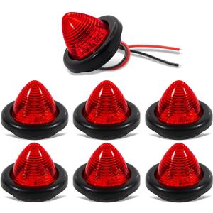 MADCATZ Meerkatt 2 Inch Beehive Cone Marker Light with Grommets Cab Top Roof Universal for Trailer Truck Tractor Bus Pickup 12V DC Pack of 7 (Red)