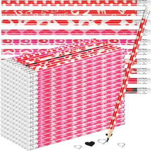 Yexiya 600 Pieces Red Heart Pencils Novelty Heart Cupid Rose Love Printed Pencils Assorted for Teachers Nurses Students Gifts School Mother's Day Party Supplies