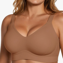OEAK Womens Wireless Seamless Bras Full Coverage Supportive Lounge Bra Push Up Plus Size Everyday Bra Comfortable Tshirt Bras, Color: Brown, Size: 3XL