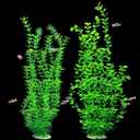 23.6 Inch Tall Aquarium Plants  Large Lifelike Artificial Fish Tank Decorations, Fish Tank Plants Plastic2 Pcs Adjustable Length, Durable & Safe for Freshwater/Saltwater Aquariums (Green (Style A))
