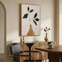 Framed Boho Abstract Neutral Floral Wall Art for Living Room, Minimalist Leaf in Brown Vase Print Canvas Artwork for Walls, Nordic Wabi Sabi Mid Century Modern Bedroom Kitchen Wall Decor, 24x36 In