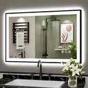40x24 Black Framed LED Bathroom Mirror with Lights, Backlit + Front Lit, Anti-Fog Lighted Vanity Mirror for Bathroom Wall with 3 Colors, Dimmable, Memory, Tempered Glass, Horizontal/Vertical