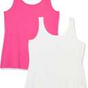 Amazon Essentials Womens Tank Top (6X, Dark Pink/White)
