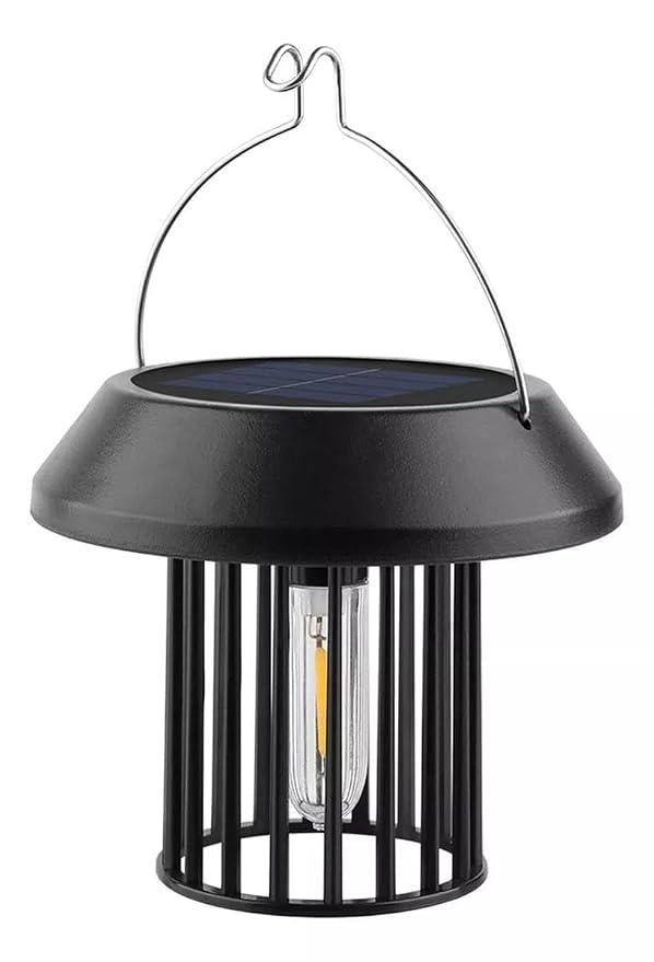 Solar Hanging Lantern Light Outdoor Waterproof LED Garden Lamp for Balcony Patio Yard Decorative Warm Light (Black)
