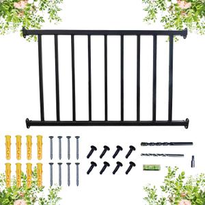 Metal Guard Railing Kit with Balusters4 Feet Black Decking Railings Porch Indoor OutdoorStraight Run Rail