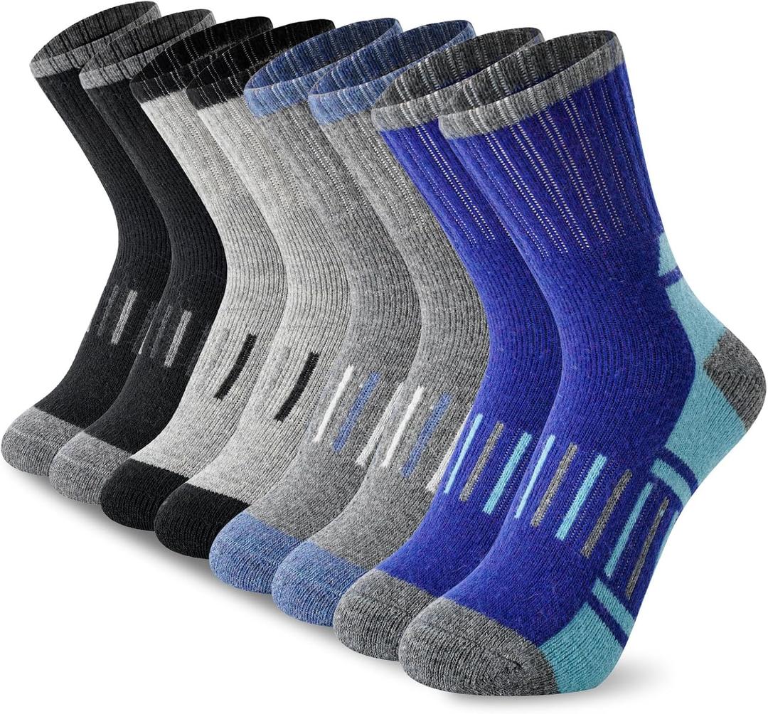 BISOUSOX Kids Wool Socks Boys Socks 10-12 Years Old Soccer Baseball Youth 6-8 Thermal Hiking Boot Crew Cushion Sock Gift (4-7 Years)