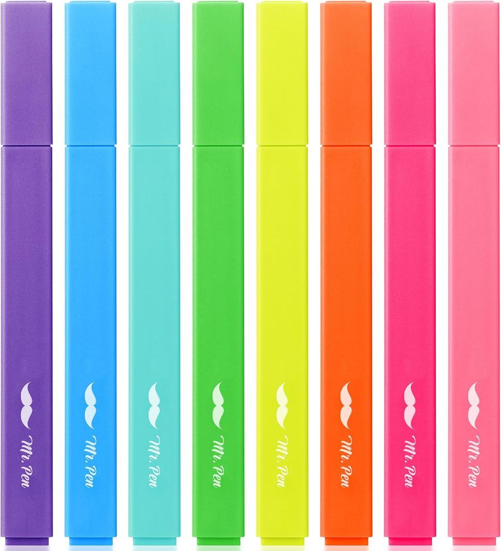 Mr. Pen- Aesthetic Highlighters No Bleed, 8 Pack, Vibrant Colors, Chisel Tip, Cute Highlighters Assorted Colors for Journaling, Highlighting, Underlining, Fast Dry, Back to School Supplies
