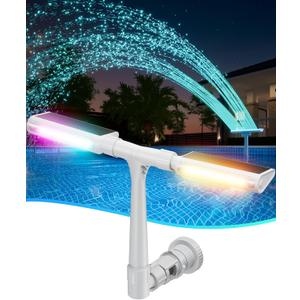 Solar Pool Fountain with 10-Color Lights  Auto Light Sensing, Remote-Controlled, Dual-Head Adjustable Sprinkler, Compatible with Above/Inground Pools