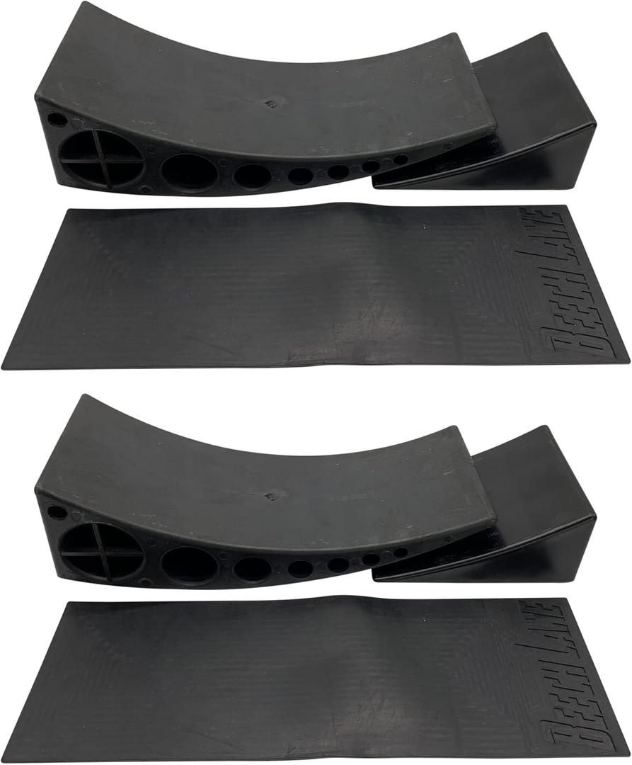 Beech Lane Camper Leveler 2 Pack - Precise Camper Leveling, Includes Two Curved Levelers, Two Chocks, and Two Rubber Grip Mats, Heavy Duty Leveler Works for Campers Up to 35,000 LBs, Patented