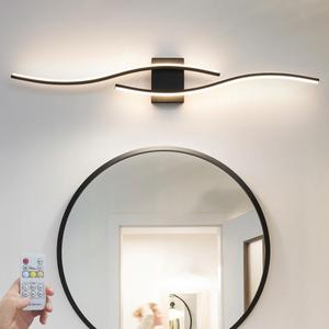 Modern LED Vanity Light with Remote Control, Modern LED Bathroom Light Fixture, Bathroom Vanity Light Fixture Over Mirror, 40.5 inch Black Wall Sconce Lighting for Bedroom, Living Room