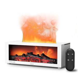 TMEHM Fireplace Flame Air Diffuser Humidifier,7 Colors Aromatherapy Essential Oil Diffuser,Ultrasonic Aroma Humidifier with Timer for Home,Bedroom,Office,Yoga (WhiteA, L)