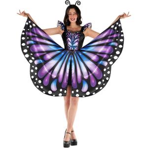 Morph Butterfly Costume Women - Adult Butterfly Wings Dress w/Headband | Purple Ombre Halloween Costume (3X-Large)