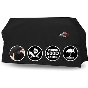 GrillTough Heavy Duty Griddle Cover for Outdoor Griddle, Fits 28 Inch Griddle Waterproof, Weather Resistant, UV & Fade Resistant with Adjustable Straps Flat Grill Cover, Black