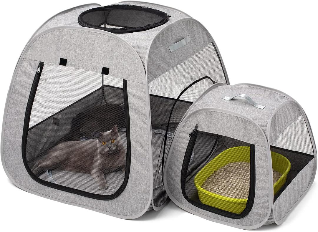Tenrai Portable Cat Playpen, Trapezoidal Design for Better Standing, Foldable Pet Tent for Indoor and Outdoor Use of Kitten and Puppy, Dog Play Enclosure, Cat Houses & Condos, 49.2"L x 31.51"W x 26.31"H