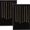 Polmart Stackable Necklace & Jewelry Organizer/Storage/Display Trays, Black Velvet (2-Pack)