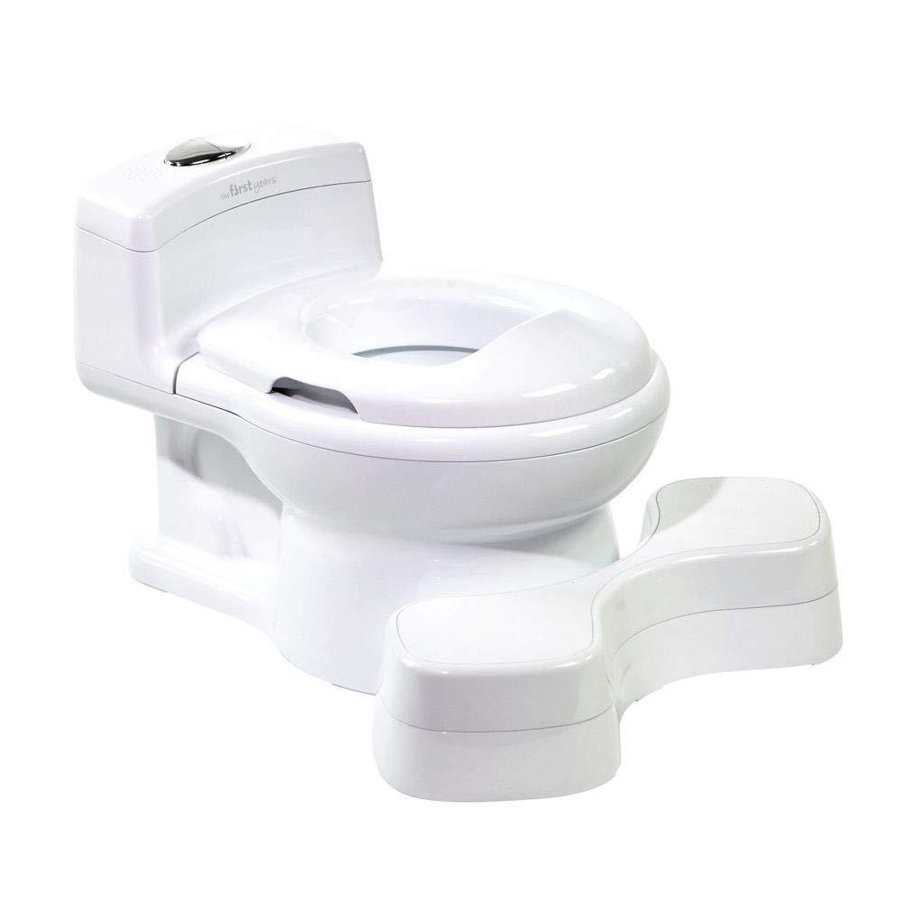 The First Years Super Pooper Potty Training Toilet Plus Potty Seat with Foot Rest White 2-in-1 Toddler Toilet Seat and Potty Chair
