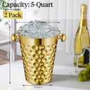MorningRo 2 Pcs Gold Metal Champagne Ice Bucket 4.7 L Stainless Steel Doublewall Wine Ice Bucket for Bar, Party, Wedding, Banquet, Outdoor, BBQ(Hammer Texture)