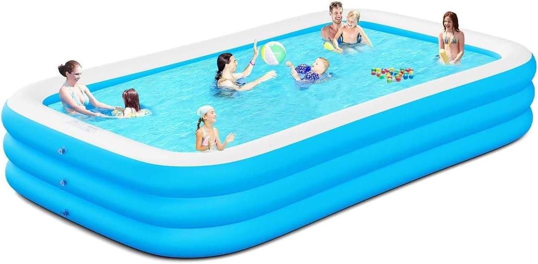 Extra Large Inflatable Pool for AdultsLylting 145"x74"x22" Big Thickened Blow Up Swimming Pool with Repair Patch, Oversized Family Inflatable Pools for Backyard Lawn Indoor Outdoor